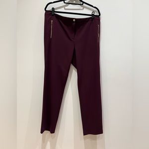 Calvin Klein Plum Trousers with Zipper Pocket Size 14